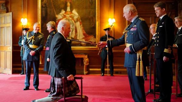 RETRANSMITTED CORRECTING NAME AND Ho<em></em>nOUR DETAILS Author and academic Professor Sir Alexander McCall Smith, from Edinburgh, is made a Knight Bachelor by King Charles III during an investiture ceremony at the Palace of Holyroodhouse, Edinburgh, for services to literature, academia and to charity. Picture date: Tuesday July 2, 2024.