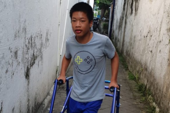 Jo<em></em>nathan Lumintang, 13, has cerebral palsy. 