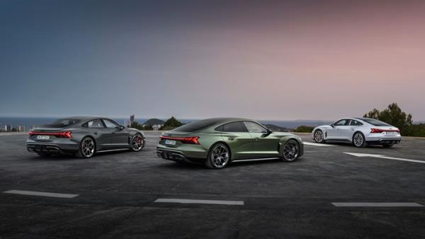 Audi e-tron GT update: full line-up, rear group shot