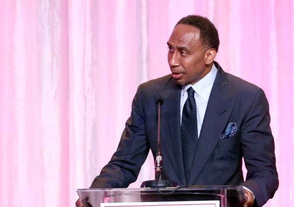 Stephen A. Smith accepts the Gil Nickel Humanitarian Award o<em></em>nstage during the 27th Annual UCLA Jo<em></em>nsson Cancer Center Foundation's Taste for a Cure Event at the Beverly Wilshire, a Four Seasons Hotel on May 10, 2024 in Beverly Hills, California. 