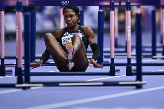 Cindy Sember fell down in the 100m hurdles semi-final (Picture: Getty Images)
