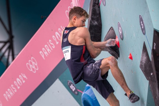 Toby Roberts, pictured, is one of two Team GB athletes going for gold in the men’s boulder and lead final (Picture: Getty Images)