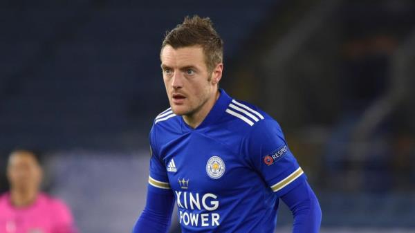 Leicester City's Jamie Vardy during a match against Slavia Prague at the King Power Stadium in Leicester. Pic: AP