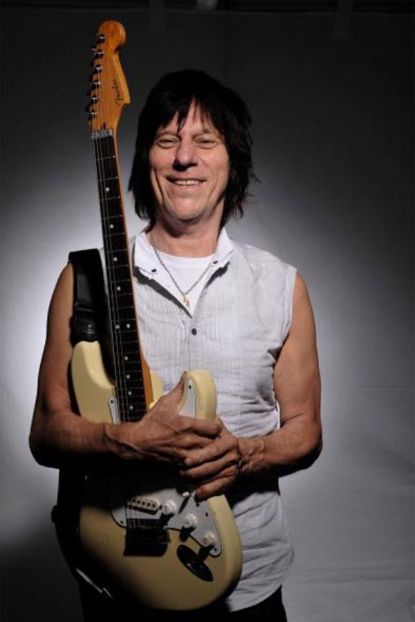 Jeff Beck poses with his Fender Stratocaster guitar on May 13, 2009.