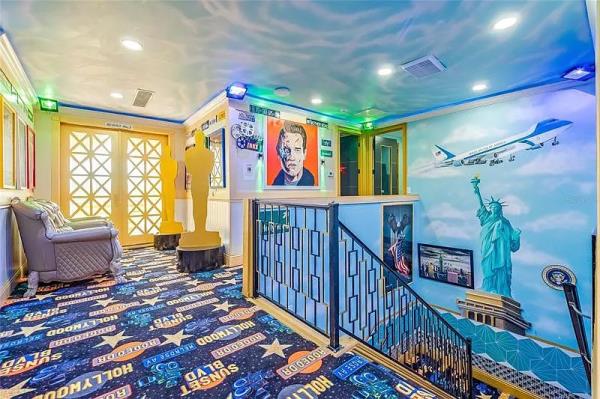 Interior shot of Hollywood-themed Florida mansion