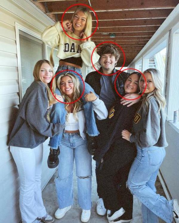 Final photo of the victims, pictured just hours before their untimely deaths. The four University of Idaho students who were found dead in off-campus housing were identified on Mo<em></em>nday as Madison Mogen, 21, top left, Kaylee Goncalves, 21, bottom left, Ethan Chapin, 20, center, and Xana Kernodle, 20, right.