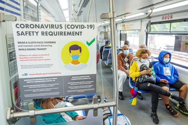 people wearing masks on bus