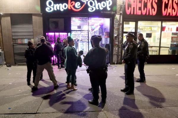A shooting scene at the a smoke shop on Lenox Avenue at 125th Street in Harlem wher<em></em>e a person shot in the head inside the shop.