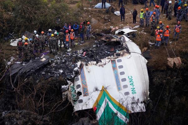Wreckage of Yeti Airlines plane