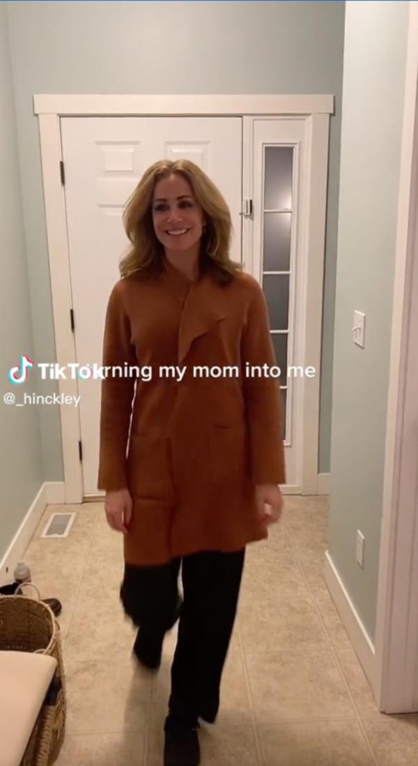 Mom dressed in brown sweater
