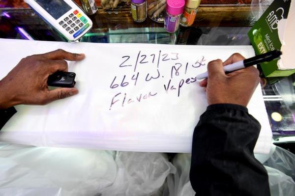 A bag is marked as evidence.