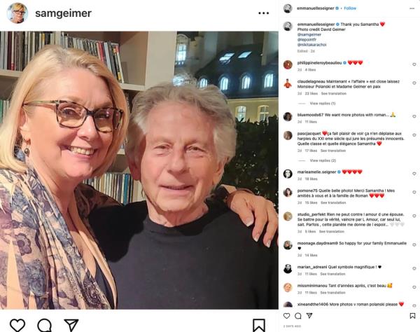 Image of Polanski and Samantha Geimer in what is believed to be their first reunio<em></em>n since 1977 rape.