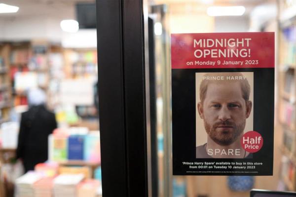 A poster advertising the forthcoming publication of the book 'Spare' by Britain's Prince Harry,