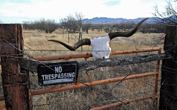 The entrance to the ranch of George Alan Kelly of Nogales, Arizona. 