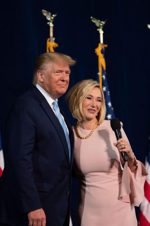 Then-President Do<em></em>nald Trump stands with Paula White during a 'Evangelicals for Trump' campaign event held at the King Jesus Internatio<em></em>nal Ministry on Jan. 3, 2020, in Miami, Florida. 