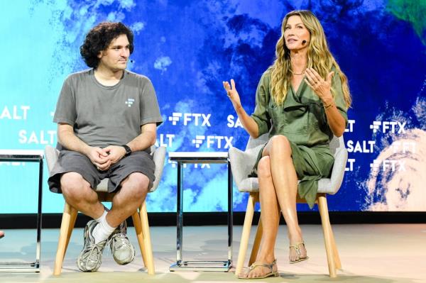 FTX founder Sam Bankman-Fried is seen left with Brady's ex-wife, Gisele Bündchen.