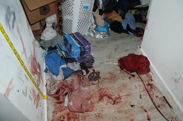 Bloody scene of Obumseli’s fatal stabbing.