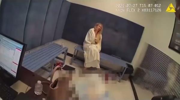 Las Vegas Police bodycam footage shows police questio<em></em>ning Courtney Clenney and Christian Obumseli at the Cosmopolitan Resort Casion, July, 27, 2021. Clenney was arrested and charged with domestic battery after telling police officers she threw a glass at Obumseli during an argument a<em></em>bout not going to dinner the previous night.