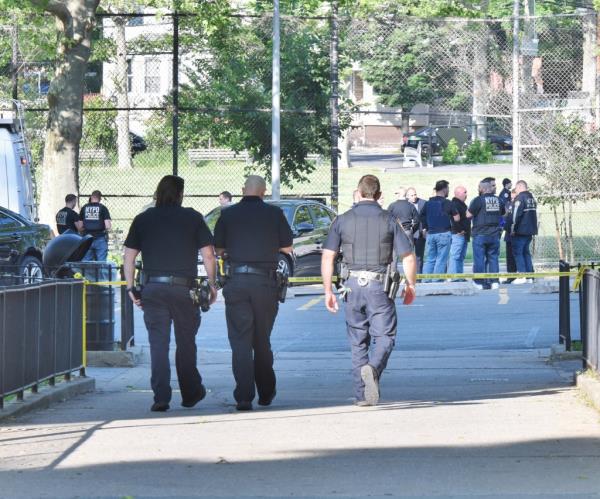 A child was shot near a playground in the Stapleton Projects on May 19,2023.