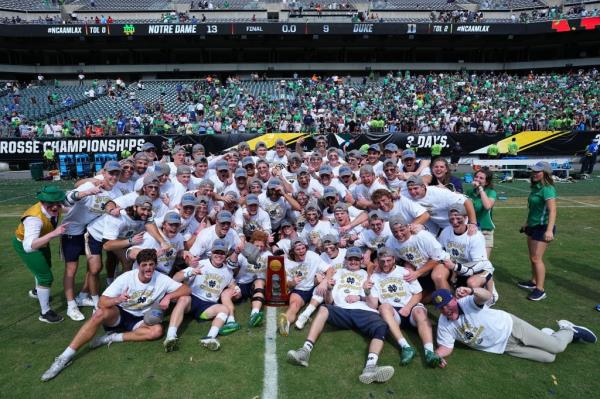 Notre Dame celebrates after beating Duke in the natio<em></em>nal champio<em></em>nship on May 29. 