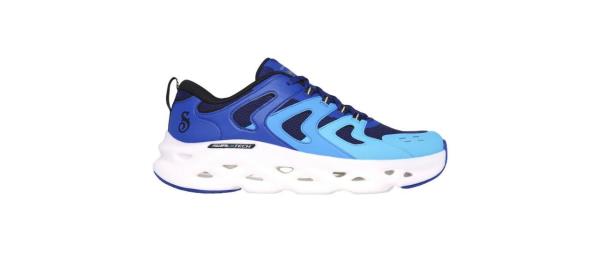 light and dark blue athletic sneakers