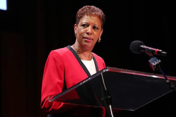 Speaker of the New York City Council Adrienne Adams speaks o<em></em>nstage at the 36th Annual Brooklyn Tribute to Dr. Martin Luther King, Jr. at Brooklyn Academy of Music on January 17, 2022 in New York City. 