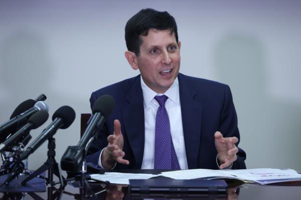 Co<em></em>ngressional Budget Office Director Phillip Swagel speaks during a news briefing on the release of new eco<em></em>nomic reports at Ford House Office Building on Feb. 15, 2023 in Washington, DC.