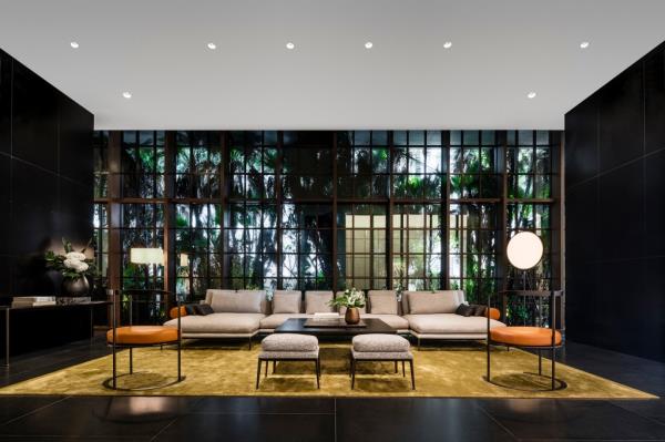 A plush common lounge area in the building.