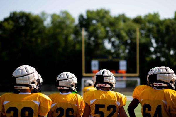 The St. Joseph High School football team at a practice. Image credit: Eric Bronson, Michigan Photography