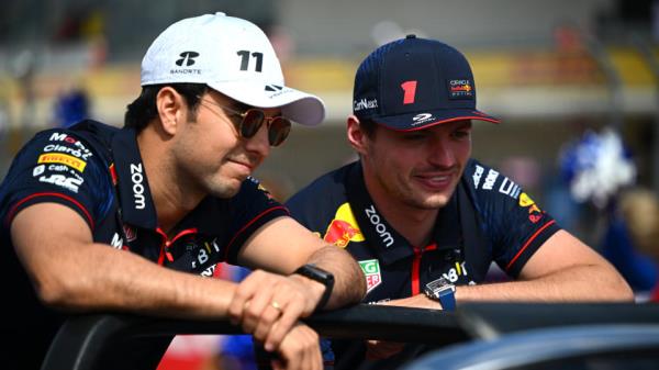 Max Verstappen (right) has already clinched the world drivers' champio<em></em>nship while teammate Sergio Perez is looking to strengthen his grip on second place. (Photo by Clive Mason - Formula 1/Formula 1 via Getty Images)