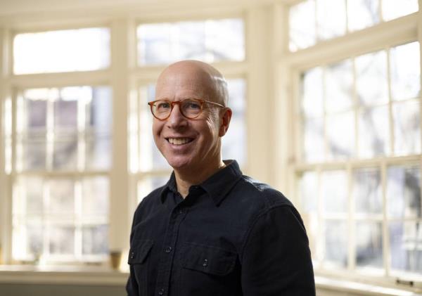 Biographer Jo<em></em>nathan Eig, the author of King and other books, at his Chicago home, Dec. 12, 2023. 