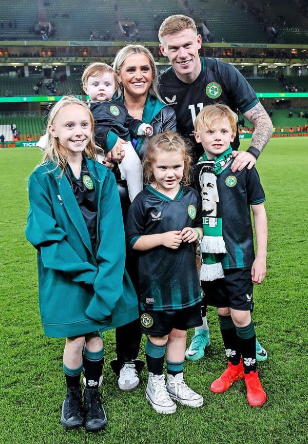 Ireland's James McClean with his wife Erin and their kids Allie May, James Junior, Willow Ivy and newborn Mia Rose