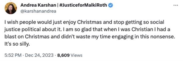 Andrea Karshan's X post.