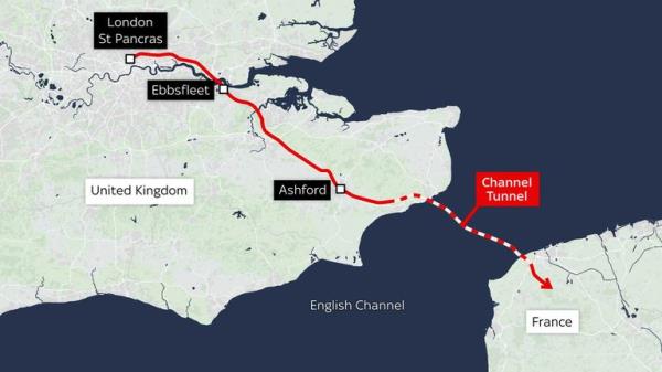 A tunnel flooded near Ebbsfleet