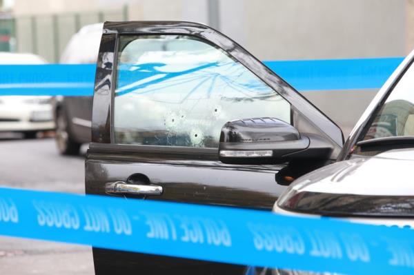 Scene of a multi shooting, two young male Hispanic in a black Ford Explorer were shot, co<em></em>ndition is unknowN