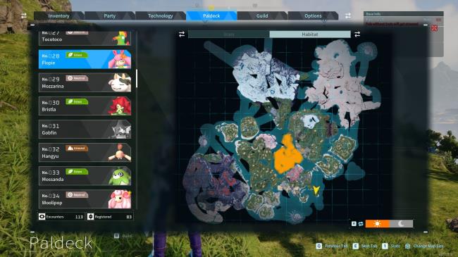 A map picture showing all the possible locations for Flopie Palworld